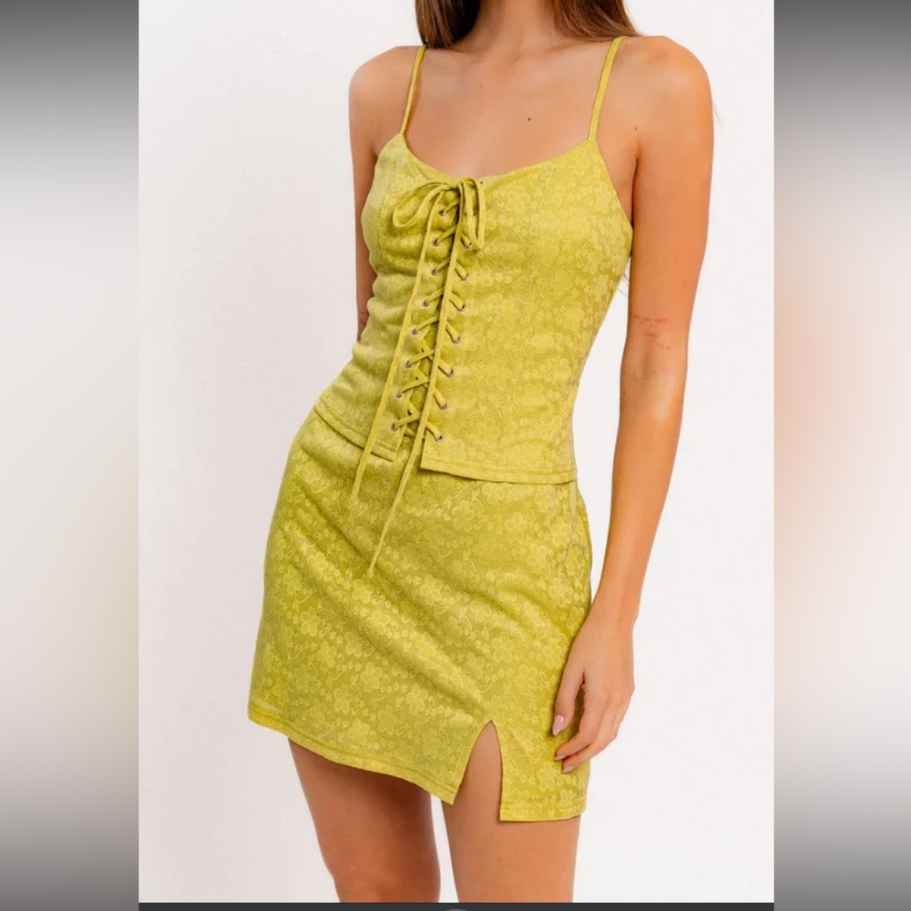 Lace-Up Lime Green Mini Dress